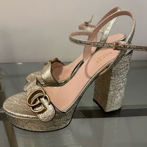 Gucci Women's Shimmering Gold Platform Heels